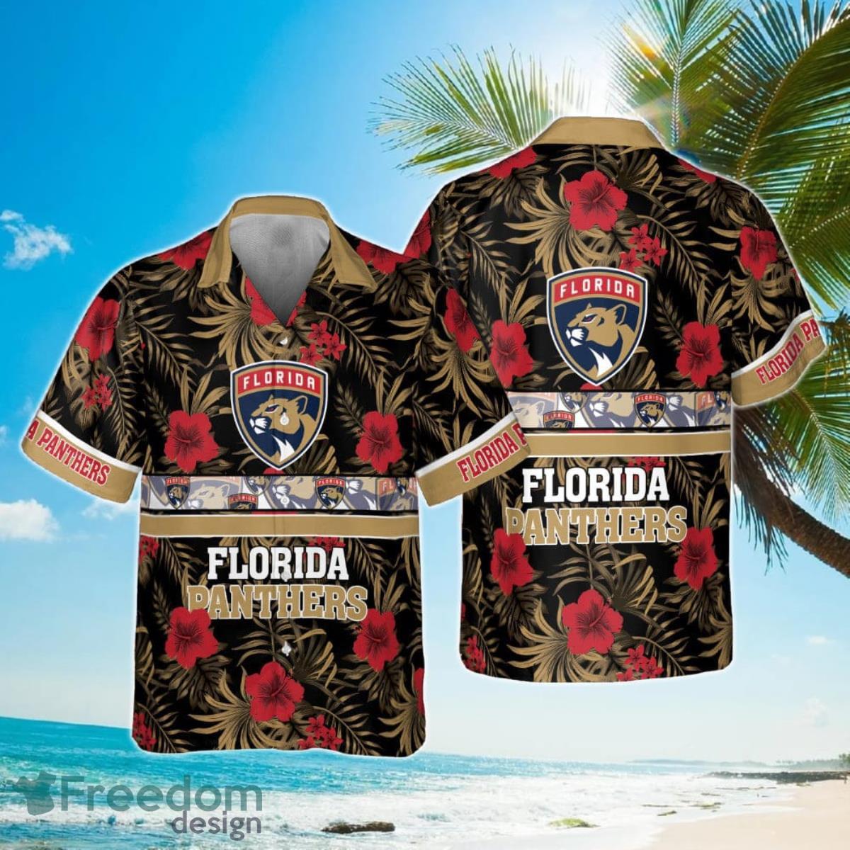 Florida Panthers National Hockey League 2023 Hibiscus Pattern Hawaiian Shirt Product Photo 1