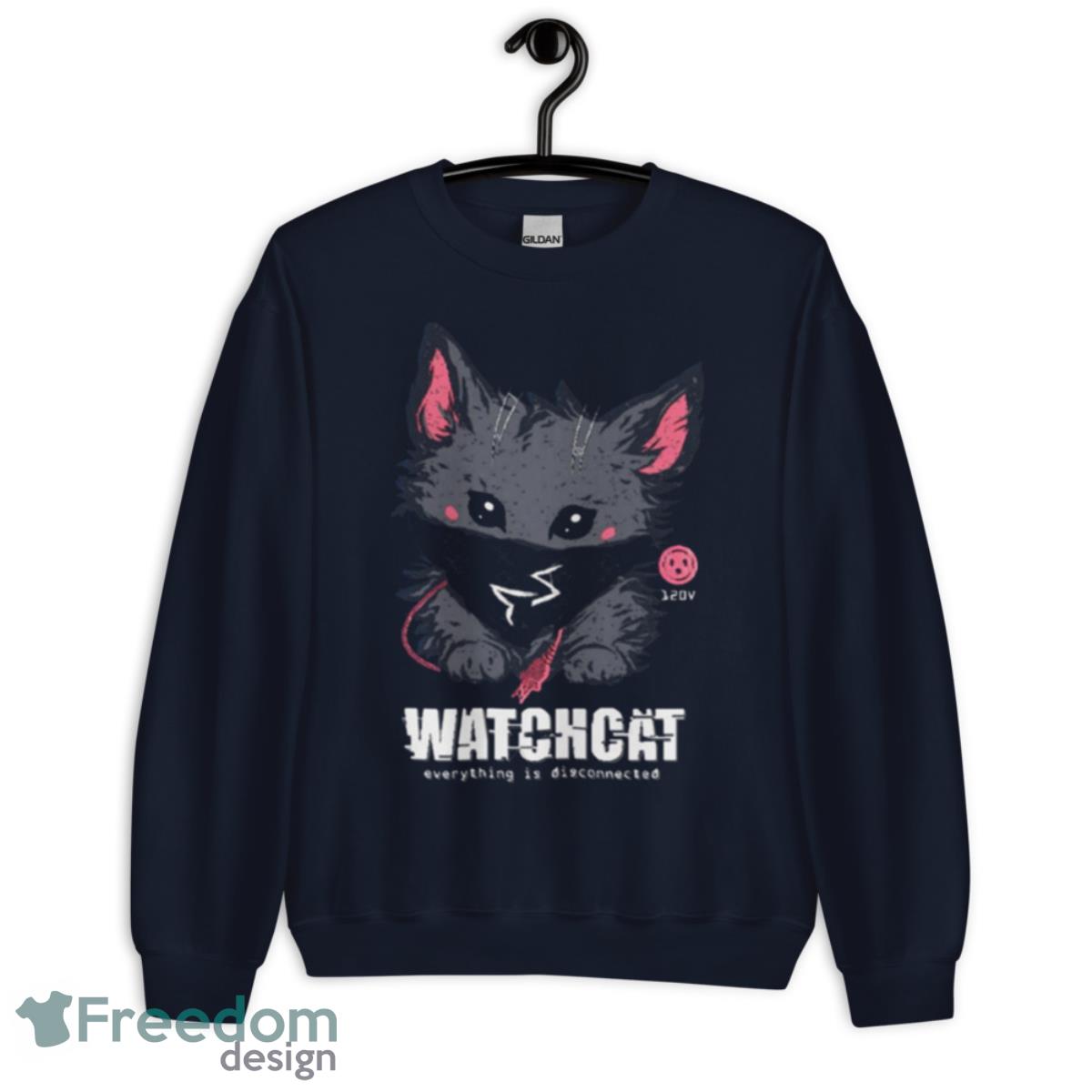 Fluffy Hacker Cat Watch Dogs Shirt - Unisex Crewneck Sweatshirt-1