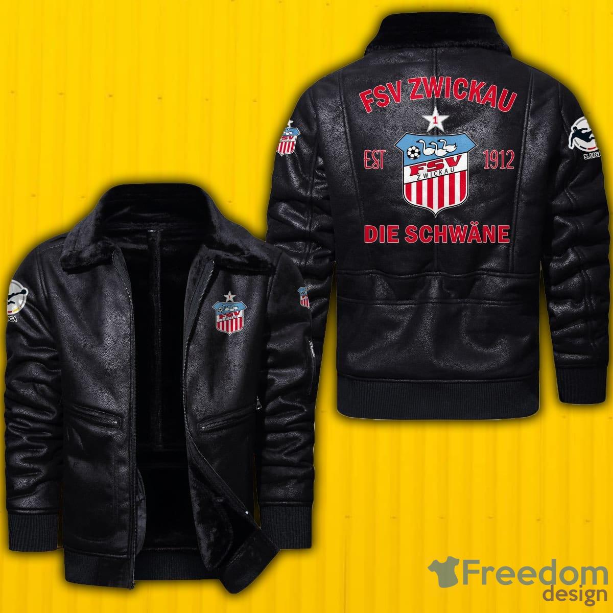 Bundesliga Minnesota Vikings Logo Brown Black Leather Jacket - Freedomdesign