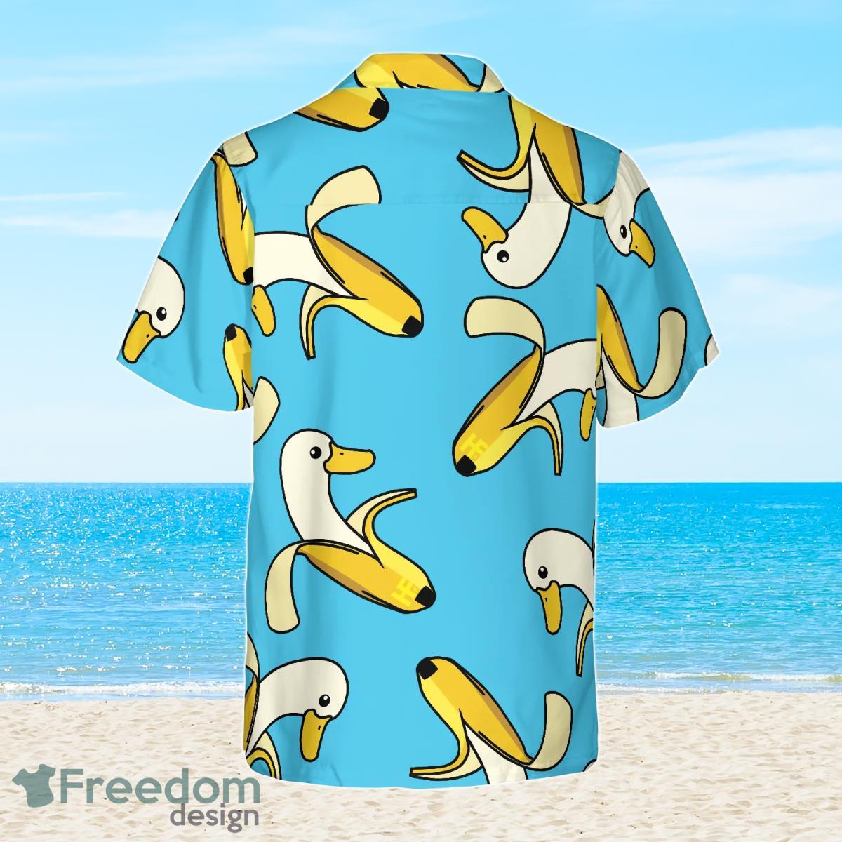 Funny Cute Banana Duck Short Sleeves Hawaiian Shirt