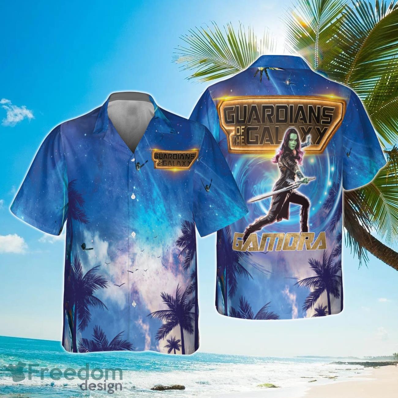 Gamora Guardians Of The Galaxy Universe Background 2023 Hawaiian Shirt Product Photo 1