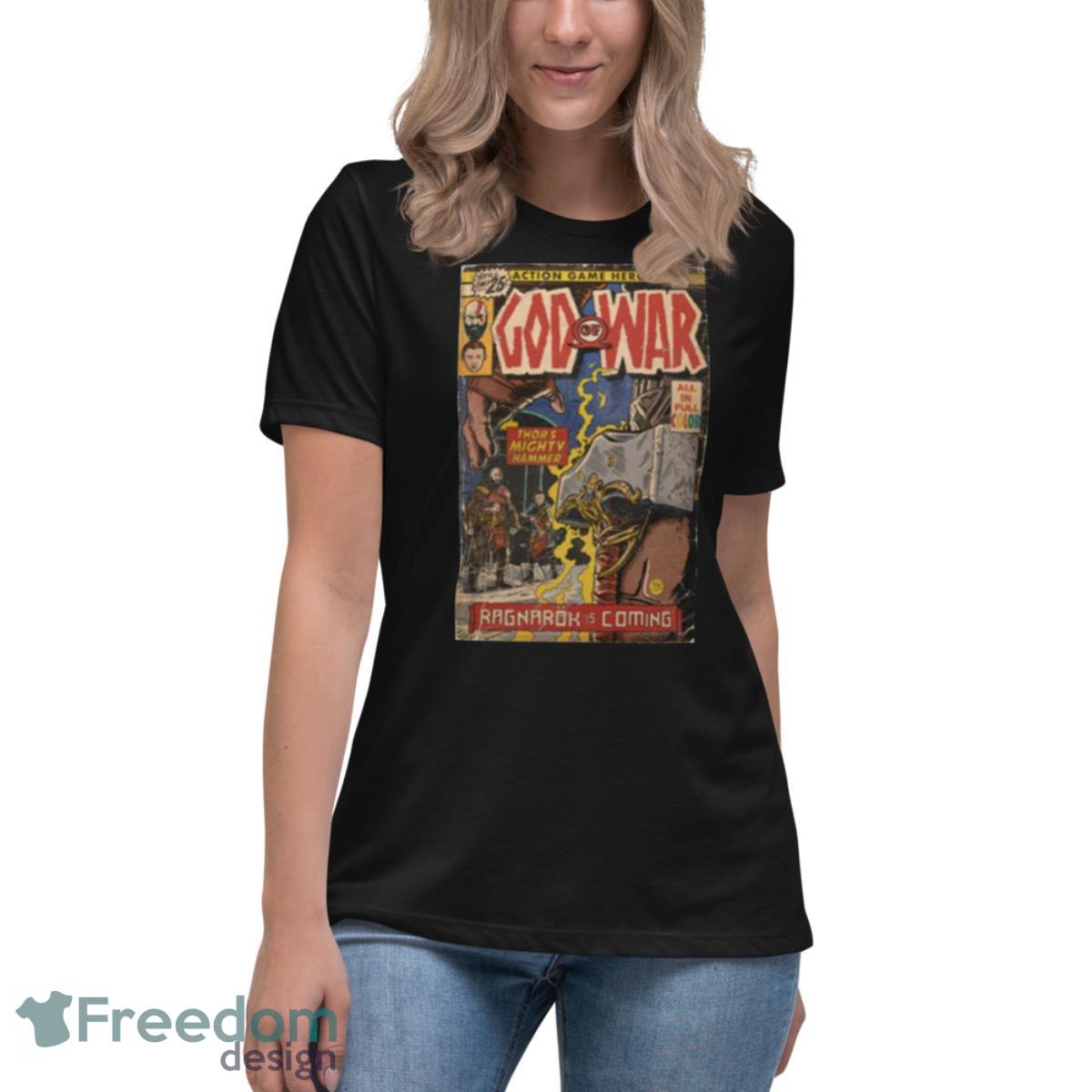 God Of War Ragnarök Comic Book Shirt - Womens Relaxed Short Sleeve Jersey Tee God Of War Ragnarök Comic Book Shirt - Womens Relaxed Short Sleeve Jersey Tee
