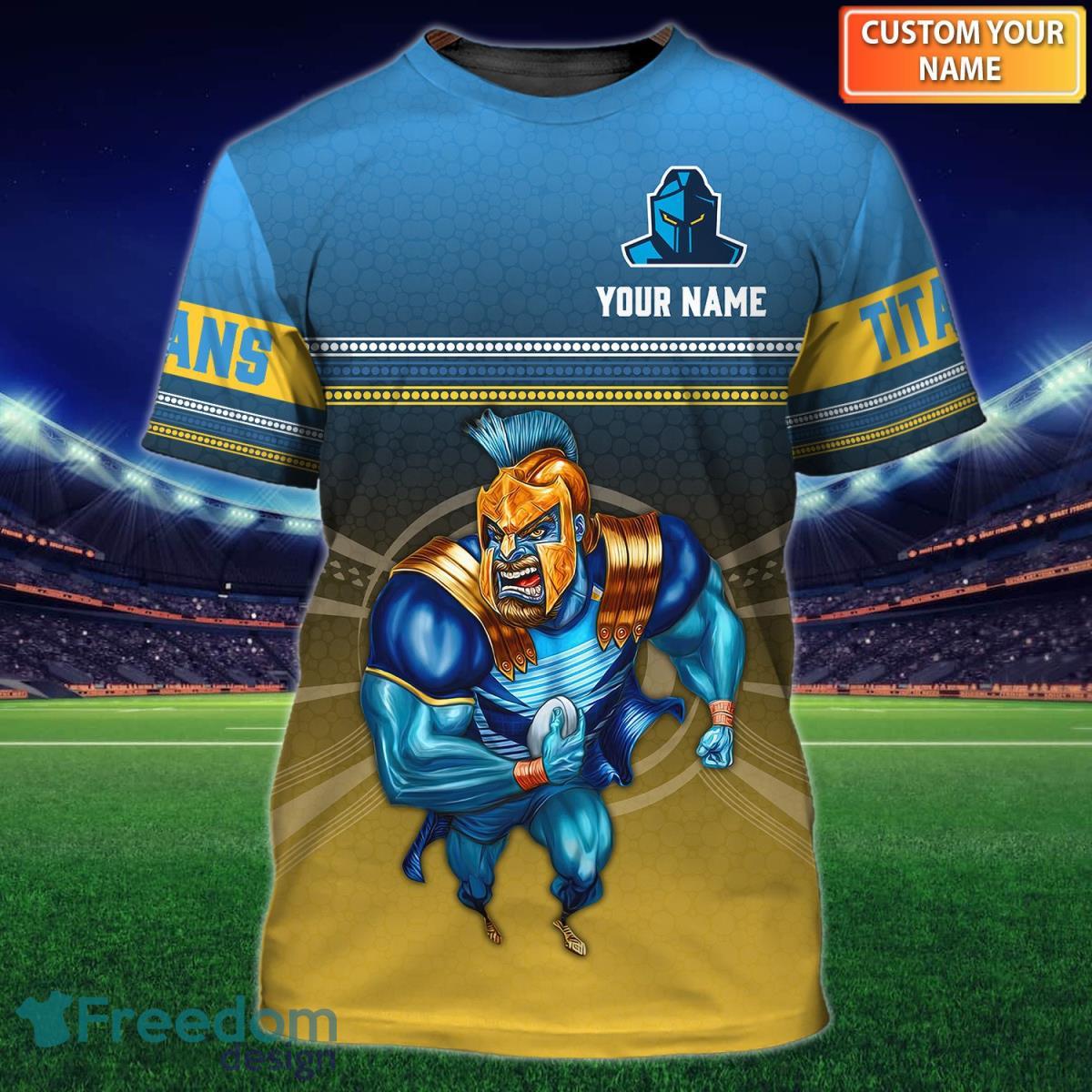 Gold Coast Titans NRL Personalized Name 3D Tshirt Product Photo 1