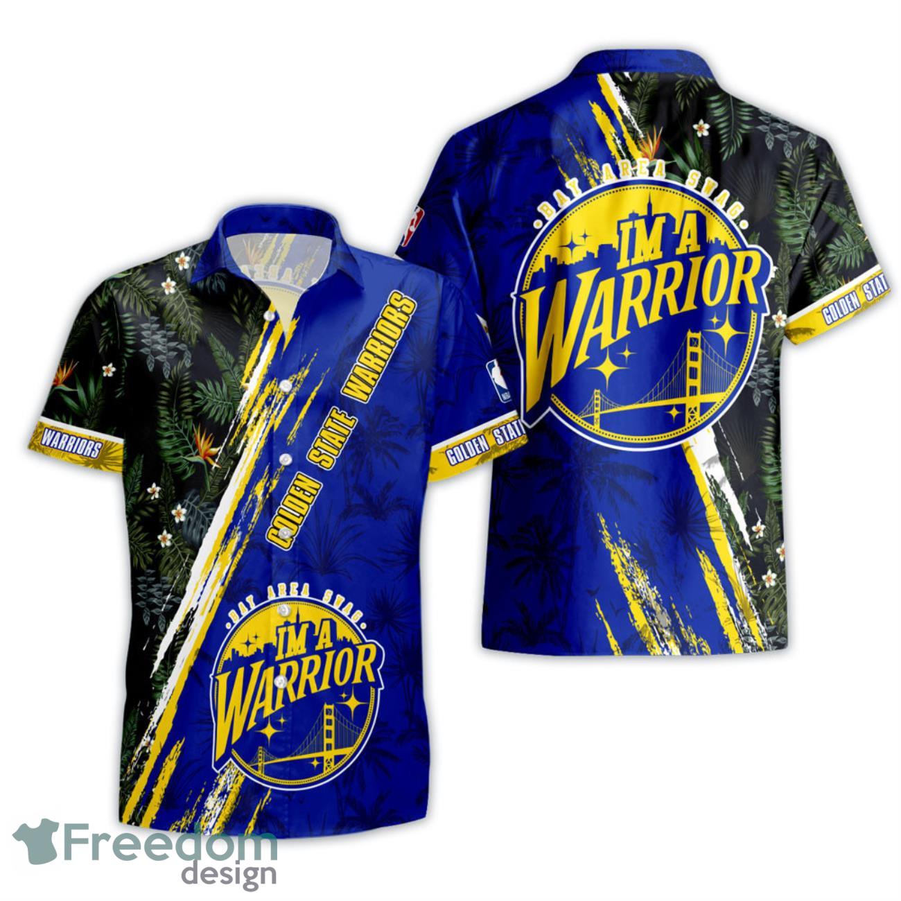 Golden State Warriors NBA Champions Floral Pattern Print Hawaiian Shirt Product Photo 1