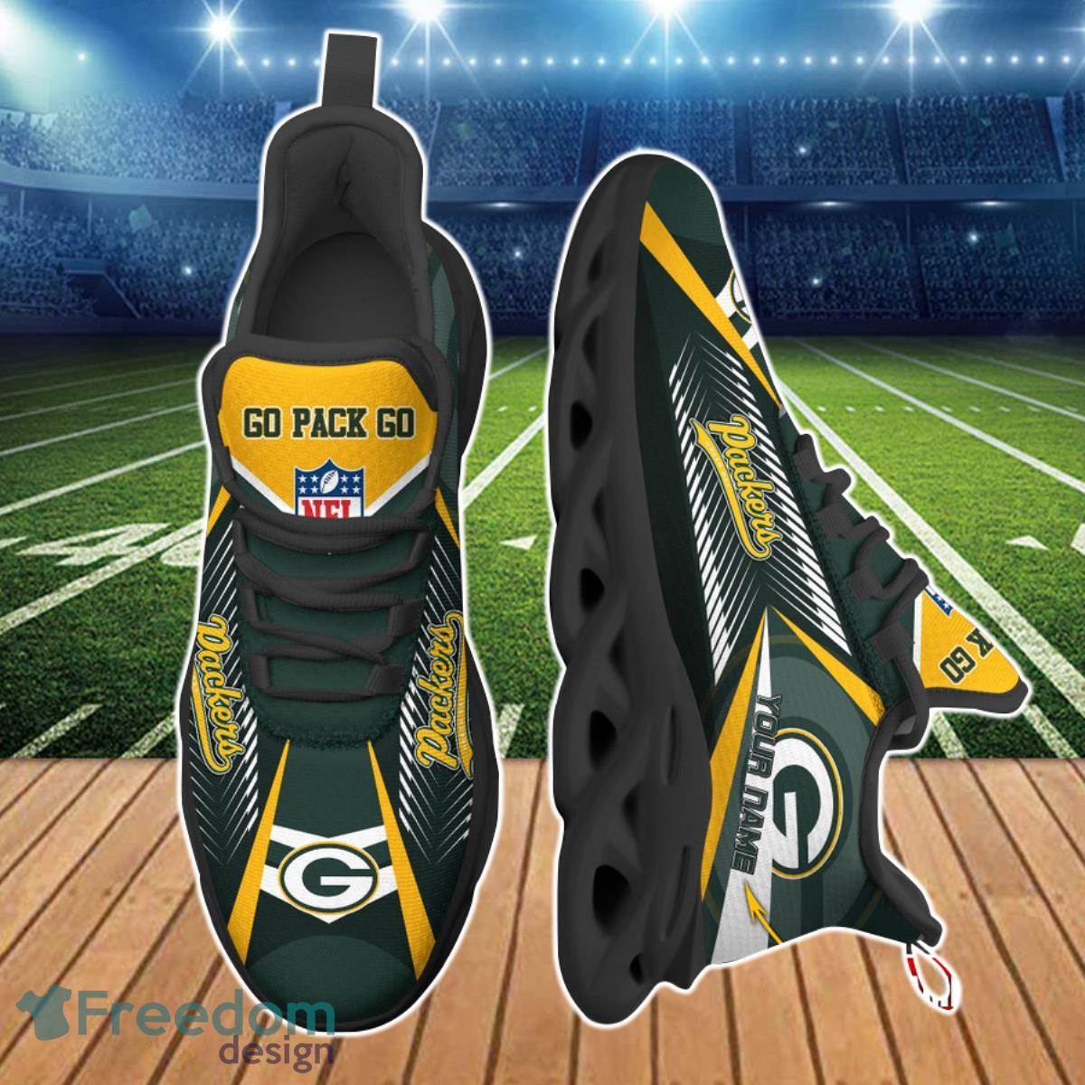 Green Bay Packers NFL Max Soul Shoes Custom Name Best Gift For Fans Product Photo 2