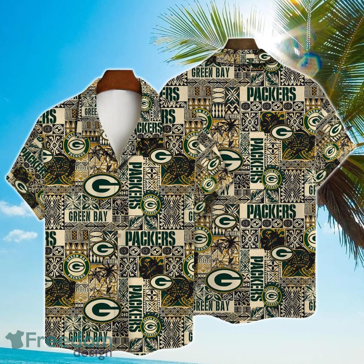 Green Bay Packers Nfl Color Hibiscus Button Up Hawaiian Shirt