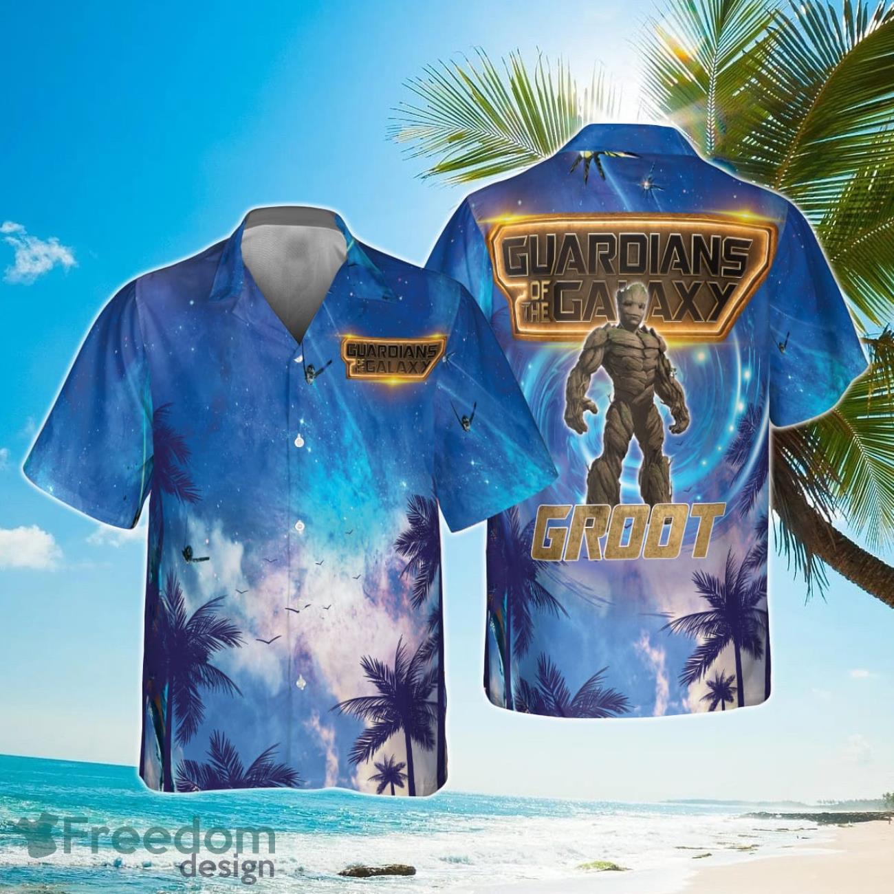 Groot Guardians Of The Galaxy Universe Background 2023 Hawaiian Shirt Product Photo 1