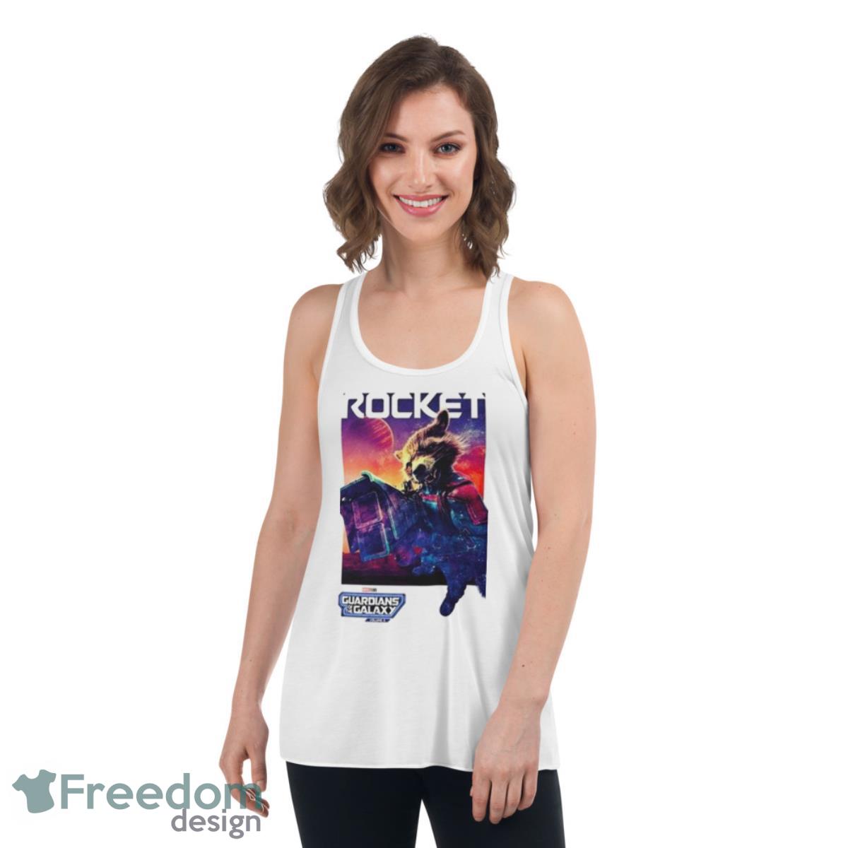 Guardians Of The Galaxy Vol. 3 Rocket Poster Shirt - Womens Flowy Racerback Tank Guardians Of The Galaxy Vol. 3 Rocket Poster Shirt - Womens Flowy Racerback Tank