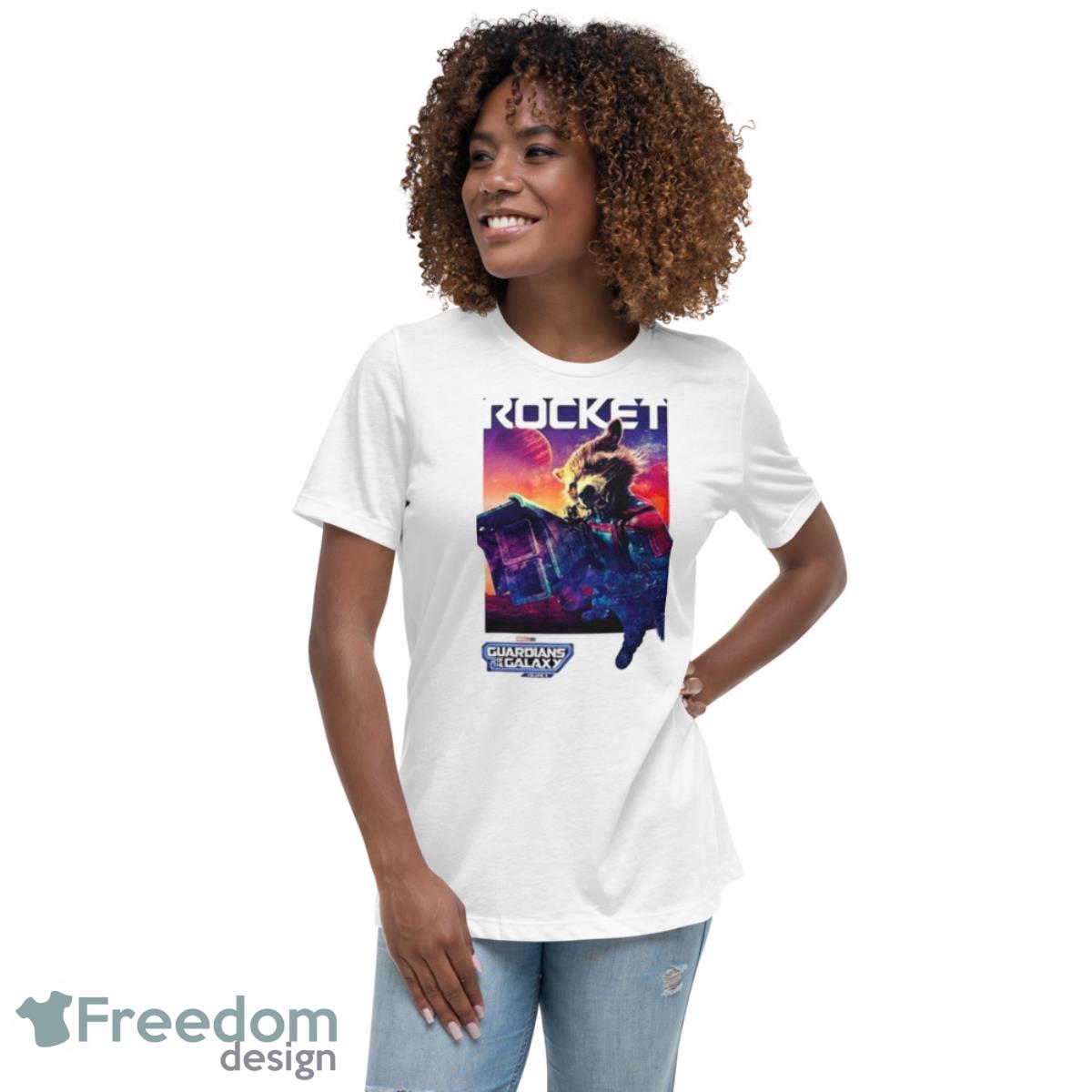 Guardians Of The Galaxy Vol. 3 Rocket Poster Shirt - Womens Relaxed Short Sleeve Jersey Tee Guardians Of The Galaxy Vol. 3 Rocket Poster Shirt - Womens Relaxed Short Sleeve Jersey Tee