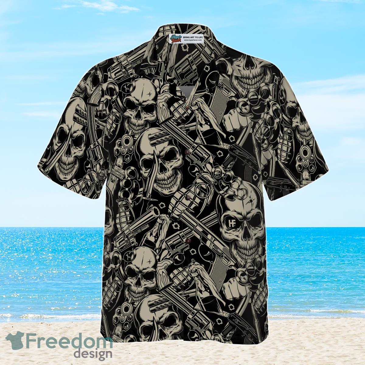 Guns And Skulls Pattern Hawaiian Shirt Impressive Gift For Men And Women Product Photo 2