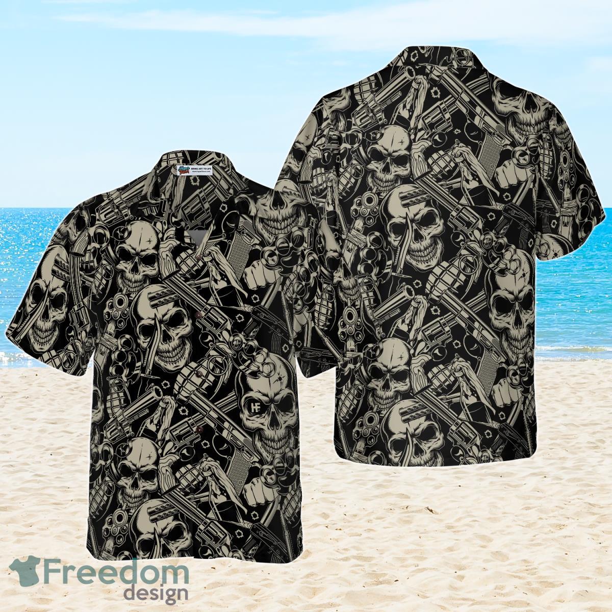 Guns And Skulls Pattern Hawaiian Shirt Impressive Gift For Men And Women Product Photo 1