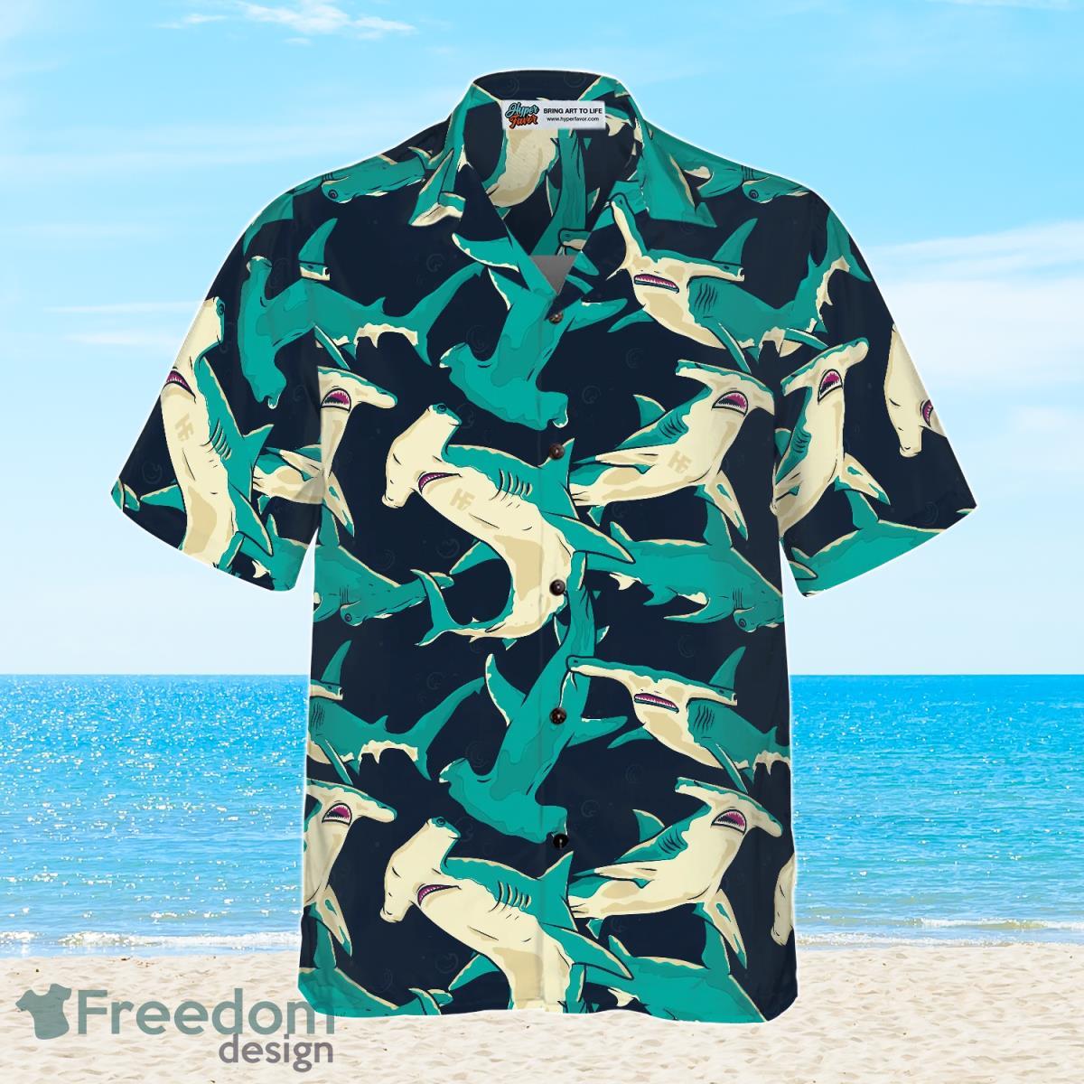 Hammerhead Shark Pattern Hawaiian Shirt Ideal Gift For Men And Women image Hammerhead Shark Pattern Hawaiian Shirt Ideal Gift For Men And Women Product Photo 3