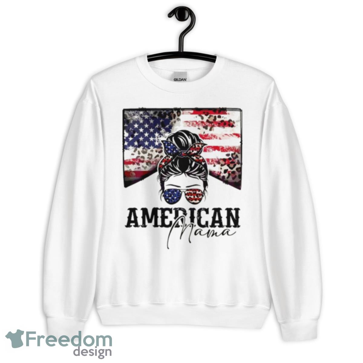Happy 4th Of July Vintage American Mama USA Flag Shirt - Unisex Heavy Blend Crewneck Sweatshirt
