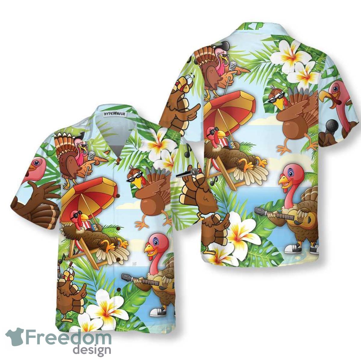 Happy Thanksgiving Turkeys At The Beach Hawaiian Shirt Unique Gift For Men And Women Product Photo 1