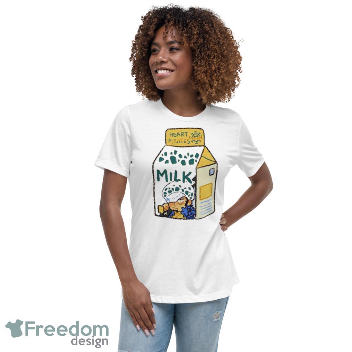 Heart Pirates Milk One Piece Trafalgar Law T Shirt - Womens Relaxed Short Sleeve Jersey Tee Heart Pirates Milk One Piece Trafalgar Law T Shirt - Womens Relaxed Short Sleeve Jersey Tee