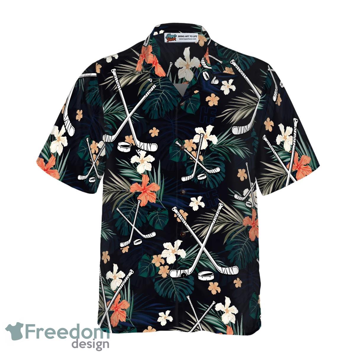 Hockey Tropical Black  Blue Hawaiian Shirt Tropical Gift For Men And Women Product Photo 2