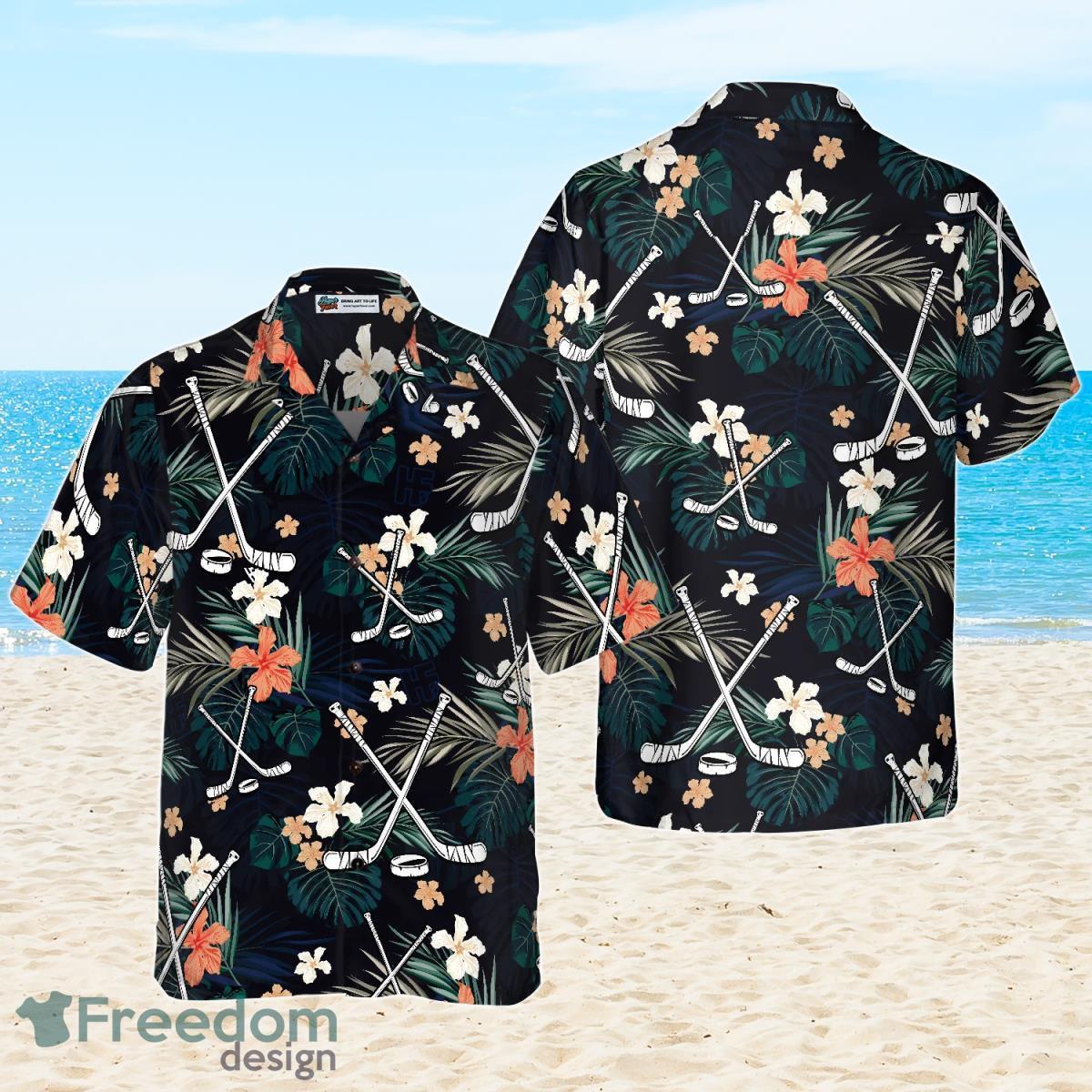 Hockey Tropical Black  Blue Hawaiian Shirt Tropical Gift For Men And Women Product Photo 1