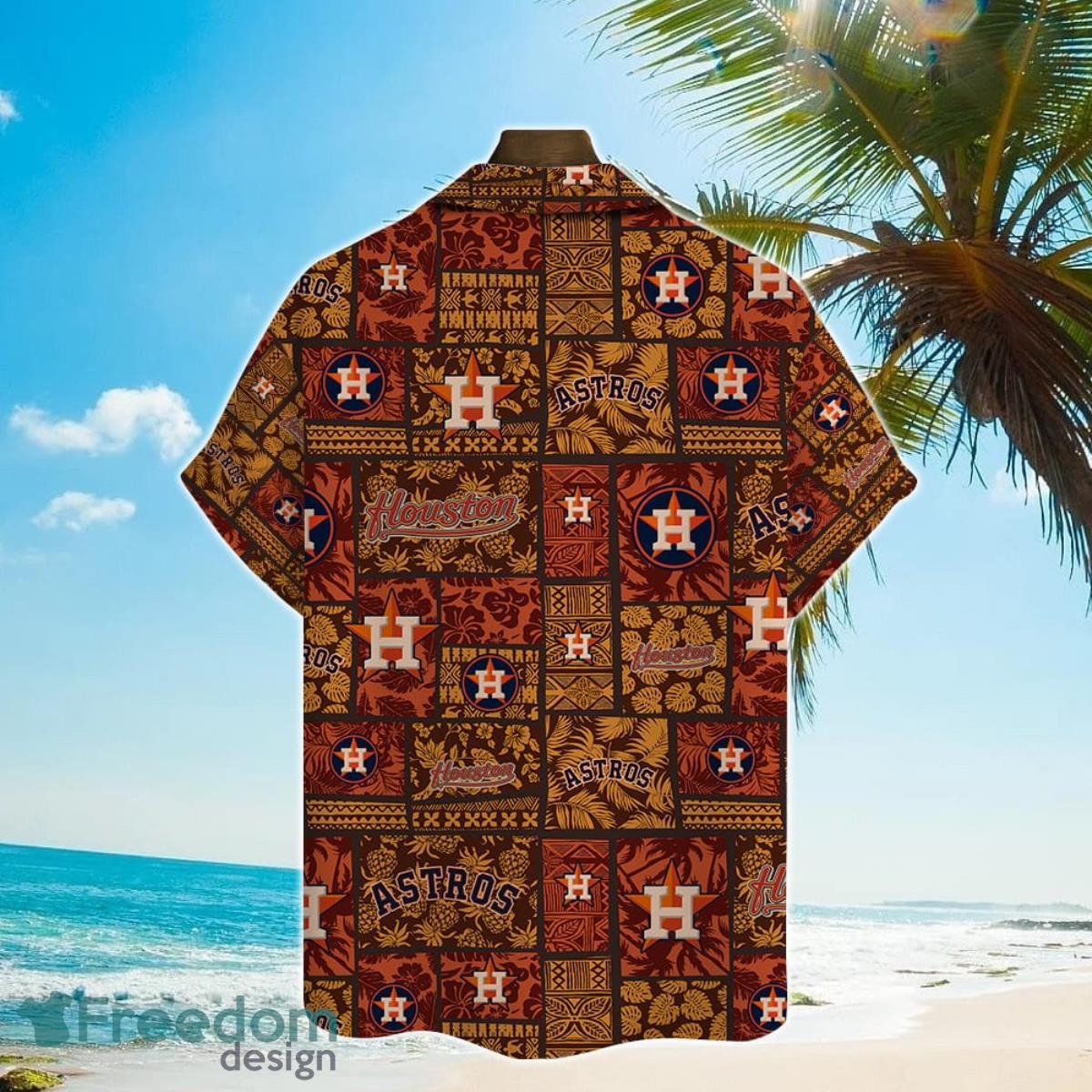 Houston Astros Major League Baseball Simple Pattern 3D Print Hawaiian Shirt  For Fans - Freedomdesign