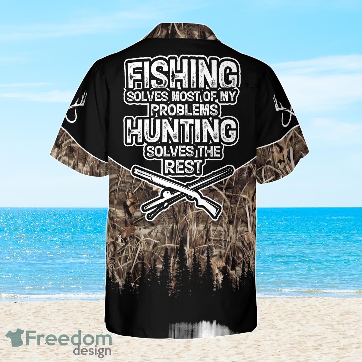 Hunting Fishing Solve All My Problems Hawaiian Shirt Best Gift For Men And Women Product Photo 2