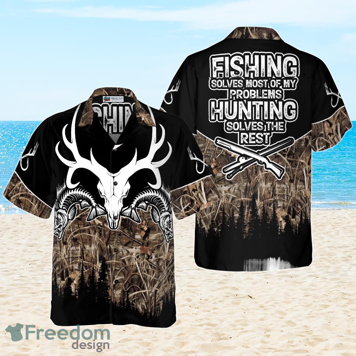 Hunting Fishing Solve All My Problems Hawaiian Shirt Best Gift For Men And Women Product Photo 1