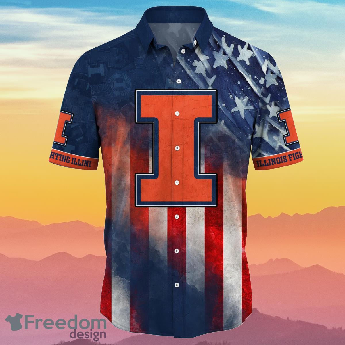 Illinois Fighting Illini NCAA3 Hawaiian Shirt 4th Of July Independence Day Best Gift For Men And Women Fans Product Photo 2