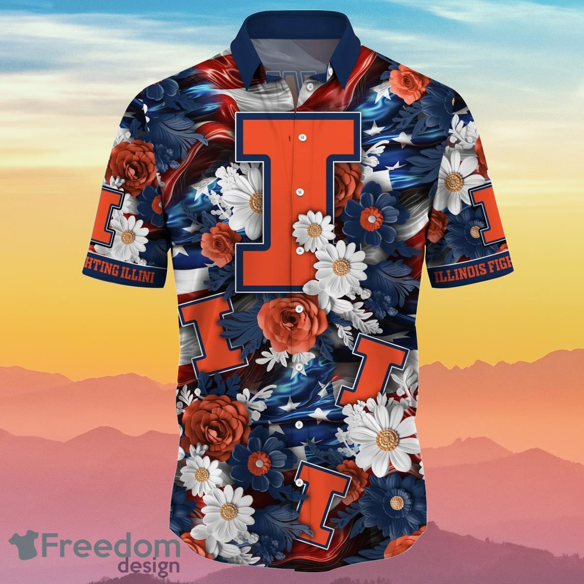 Illinois Fighting Illini NCAA3 Hawaiian Shirt 4th Of July Independence Day Special Gift For Men And Women Fans Product Photo 2