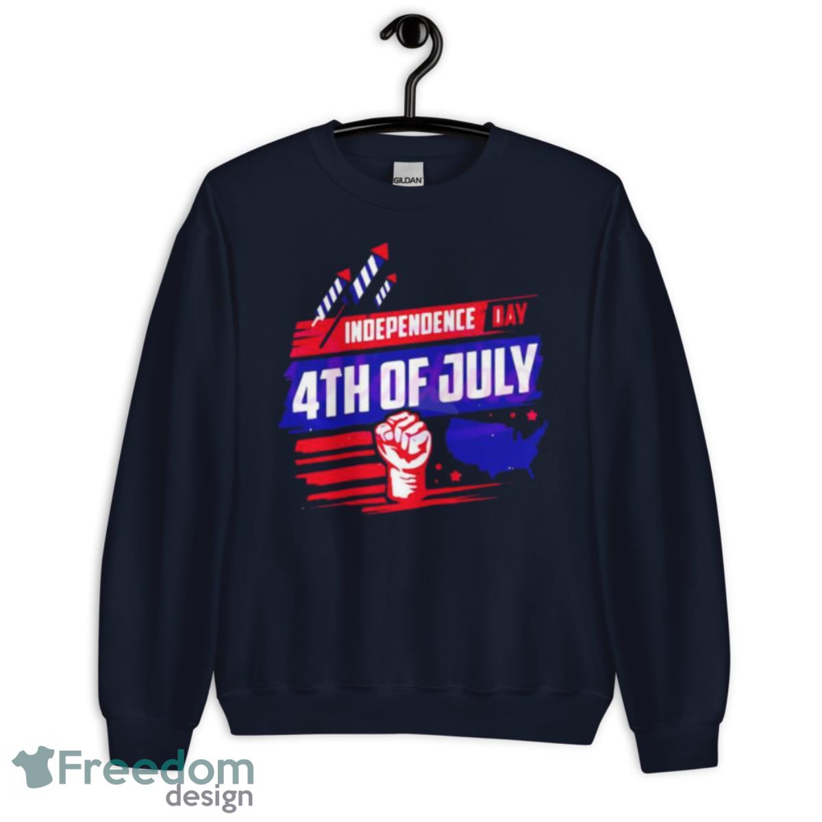 Independence Day 4th Of July Hand Shirt - Unisex Crewneck Sweatshirt-1