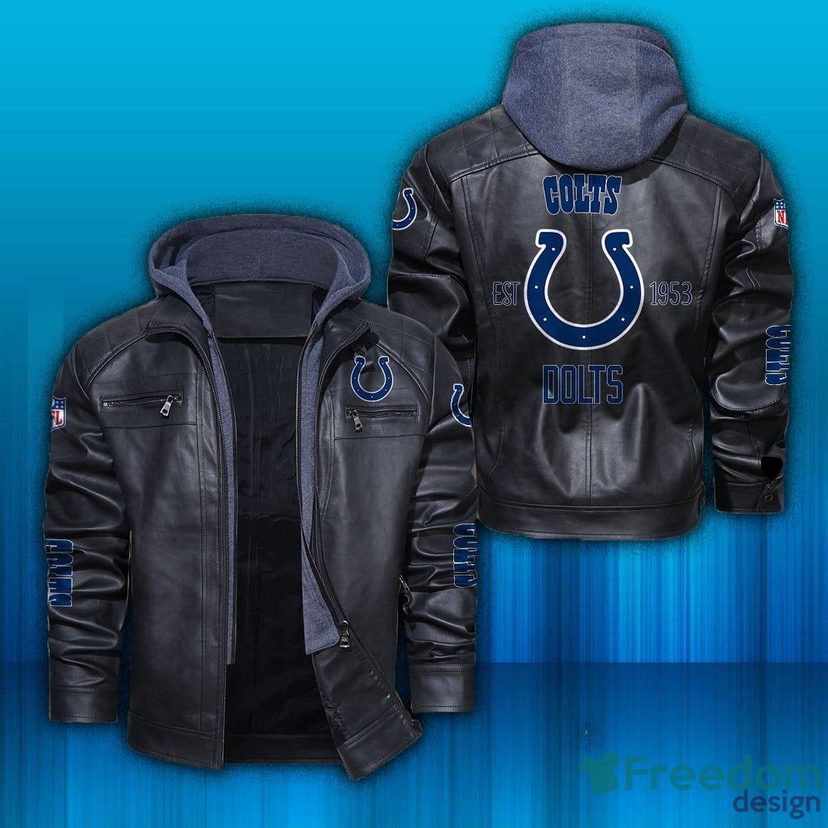 NFL Indianapolis Colts Fans Style 9 Logo Black And Brown Leather