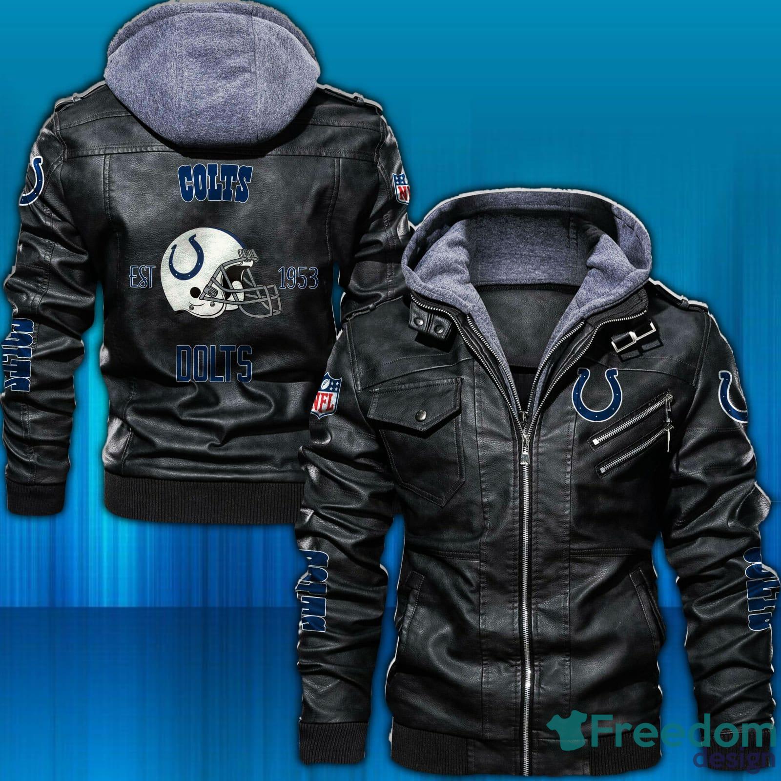 NFL Indianapolis Colts Style 4 2D Leather Jacket Men And Women For