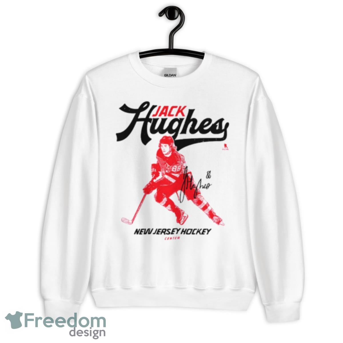 Jack Hughes New Jersey Hockey Center Signature Shirt - Unisex Heavy Blend Crewneck Sweatshirt