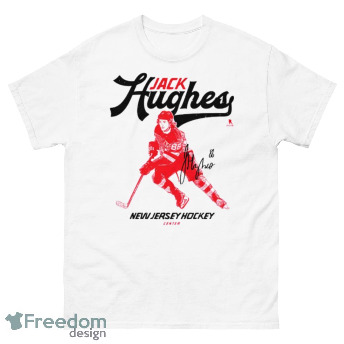 Jack Hughes New Jersey Hockey Center Signature Shirt - 500 Men’s Classic Tee Gildan