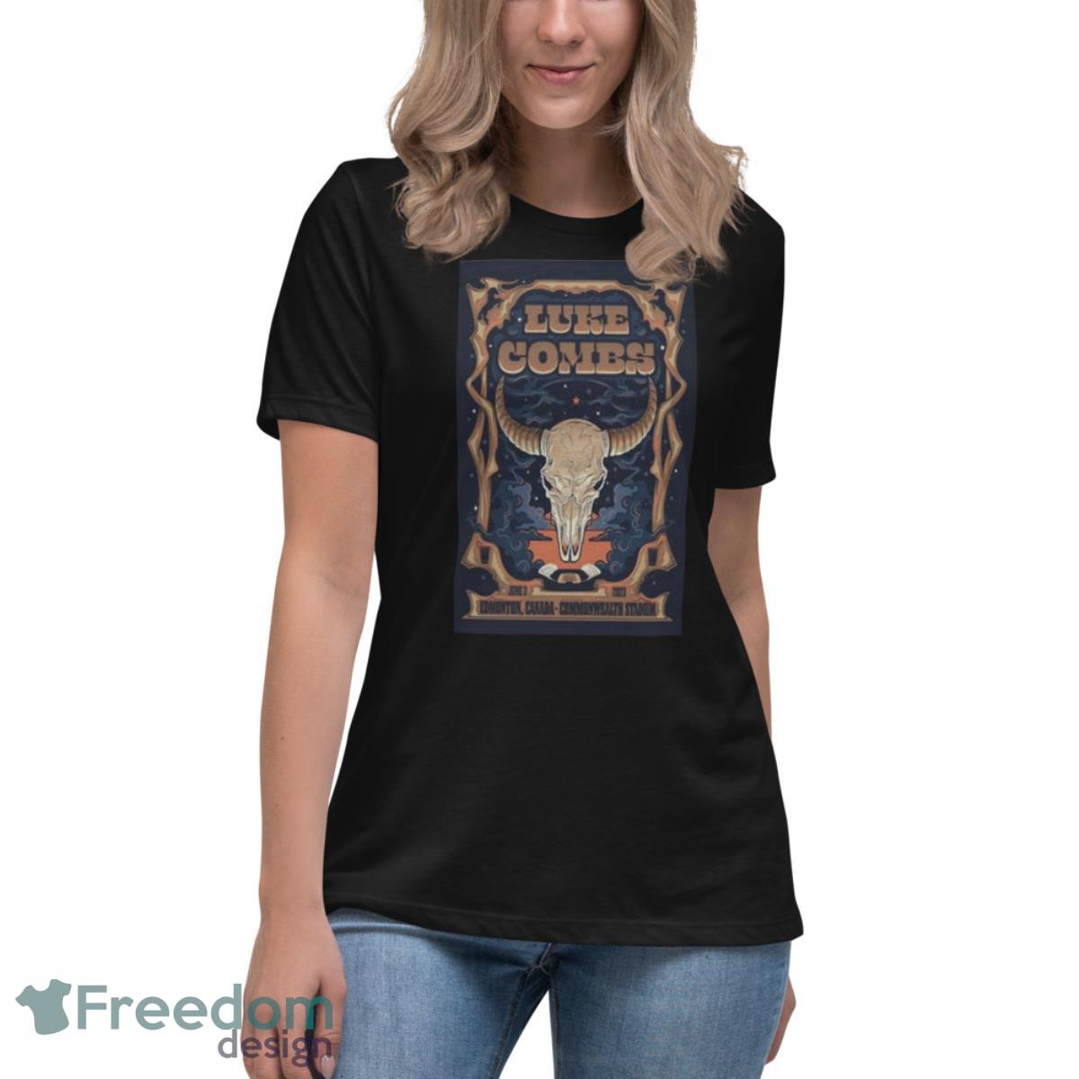 June 3, 2023 Tour Edmonton, AB Canada Luke Combs Poster Shirt - Womens Relaxed Short Sleeve Jersey Tee June 3, 2023 Tour Edmonton, AB Canada Luke Combs Poster Shirt - Womens Relaxed Short Sleeve Jersey Tee