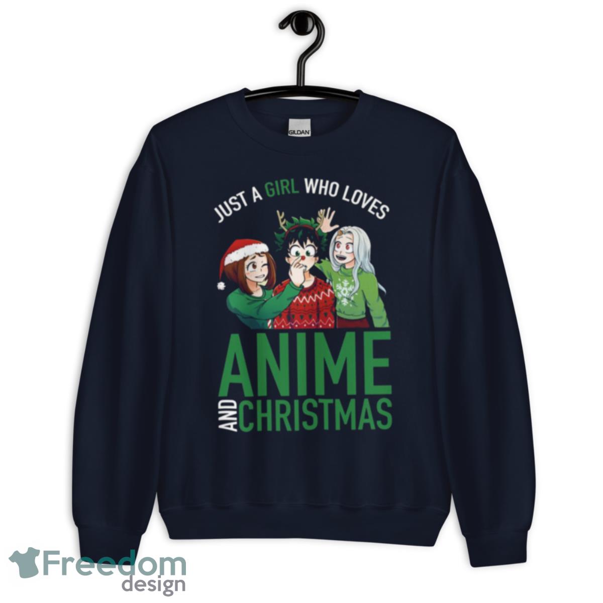 Just A Girl Who Loves Anime My Hero Academia Christmas Shirt - Unisex Crewneck Sweatshirt-1