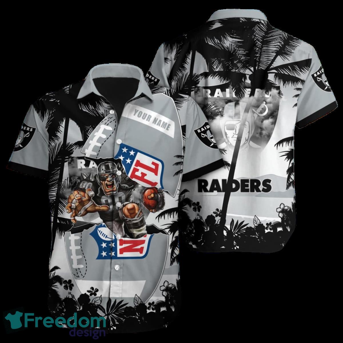 Las Vegas Raiders Hawaiian Shirt NFL Football Custom Name Gift For NFL Fans  - Freedomdesign