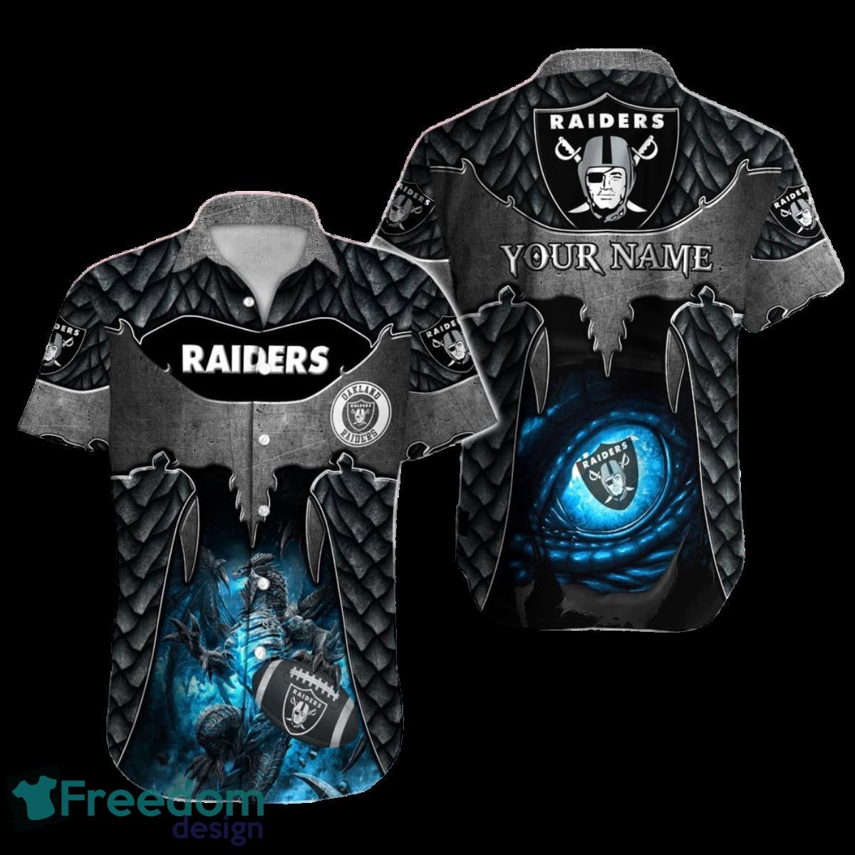 Las Vegas Raiders Hawaiian Shirt NFL Football Custom Name Gift For NFL Fans  - Freedomdesign