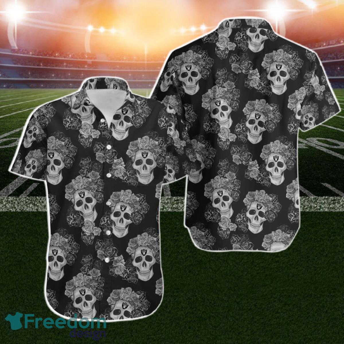 Las Vegas Raiders Mystery Skull And Flower Hawaii Shirt For Men Women Product Photo 1