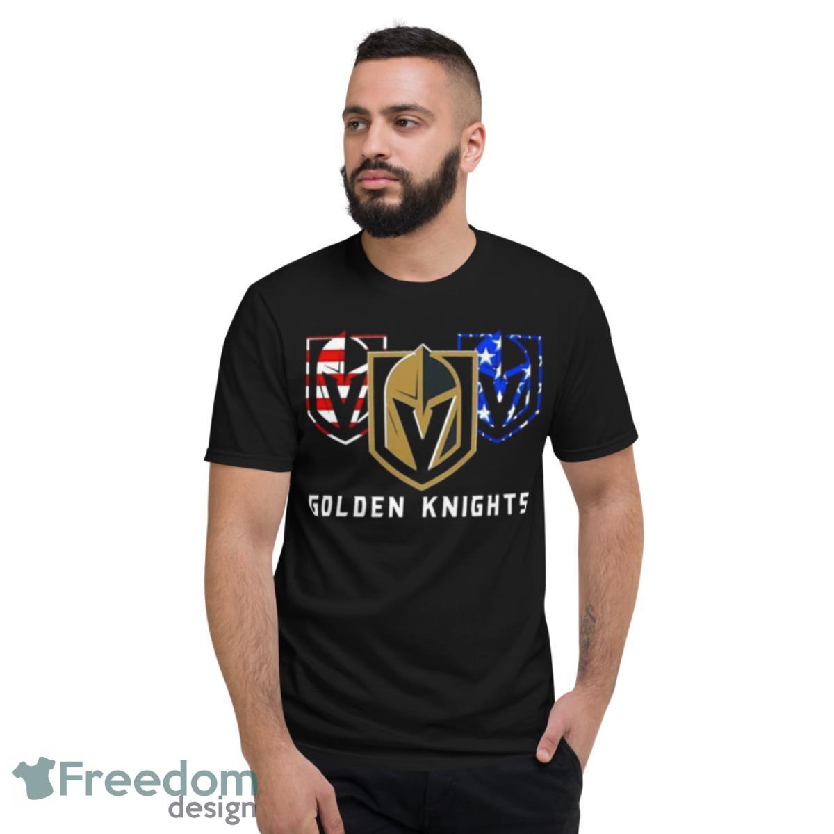 Logo US Flag NHL Hockey Vegas Golden Knights 2023 Shirt - Short Sleeve T-Shirt