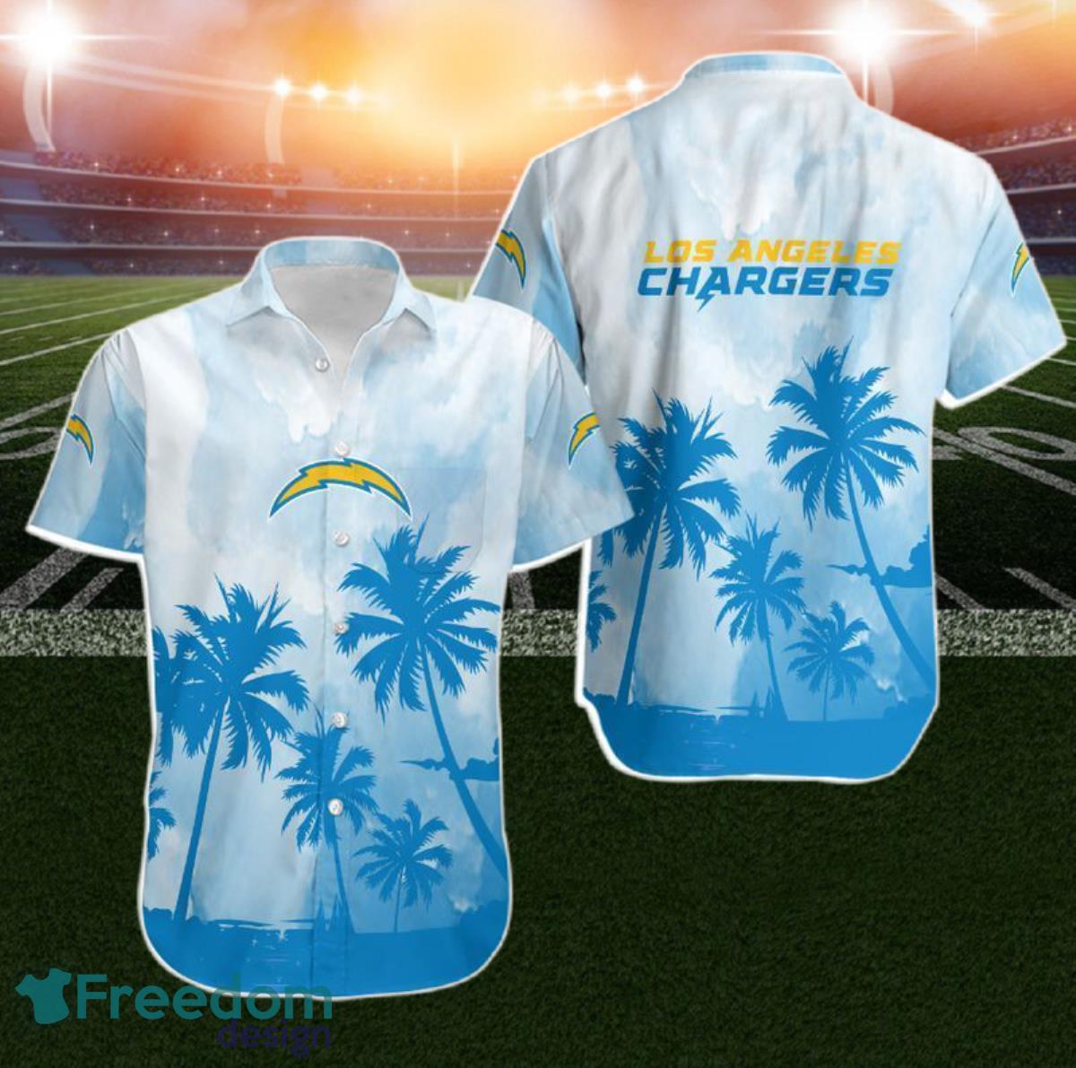 Los Angeles Chargers Coconut Trees NFL Gift For Fan Hawaiian Shirt Aloha Shirt For Men Women Product Photo 1