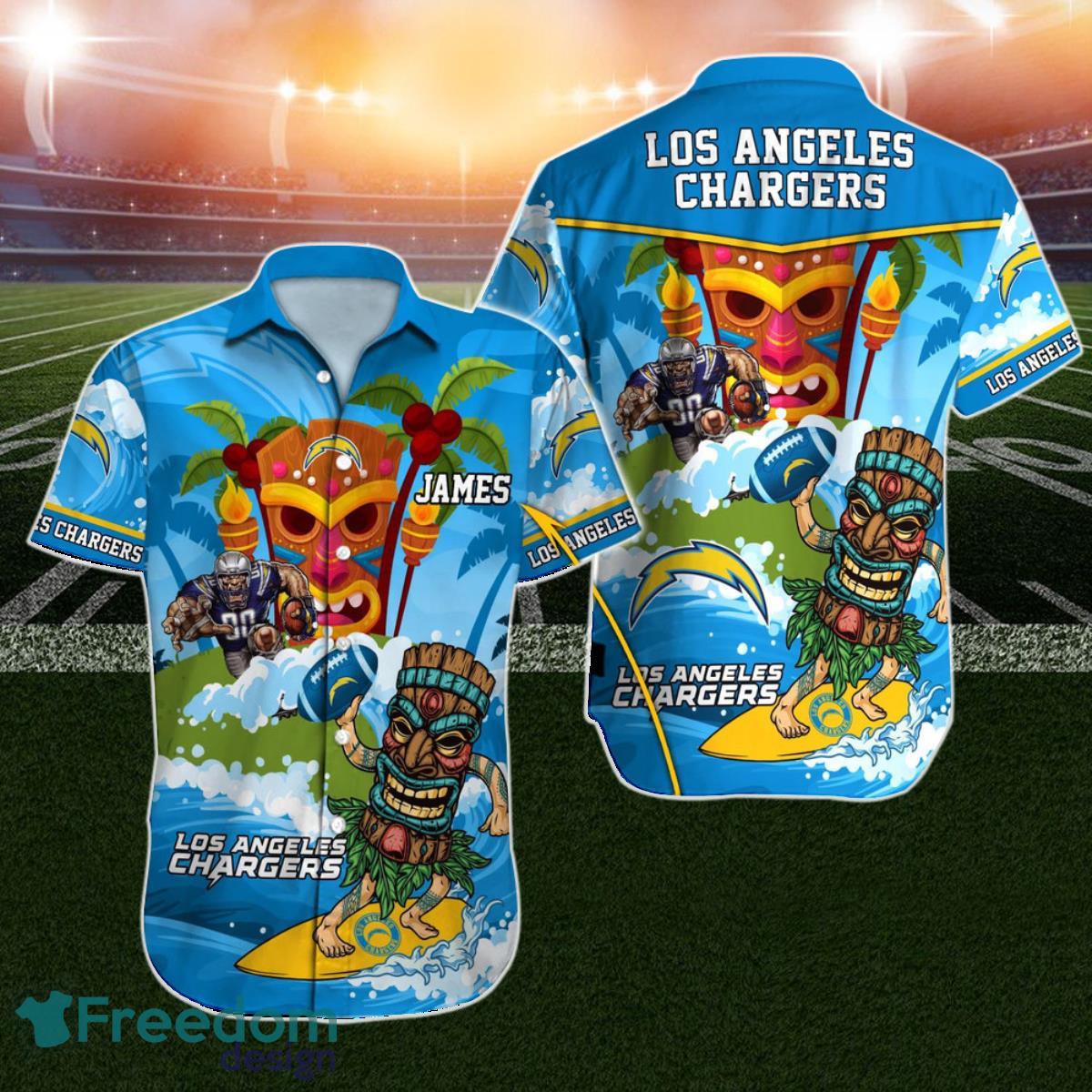 Los Angeles Chargers Hawaiian Shirt NFL Football Custom Name For Men Women Funny Tiki Product Photo 1