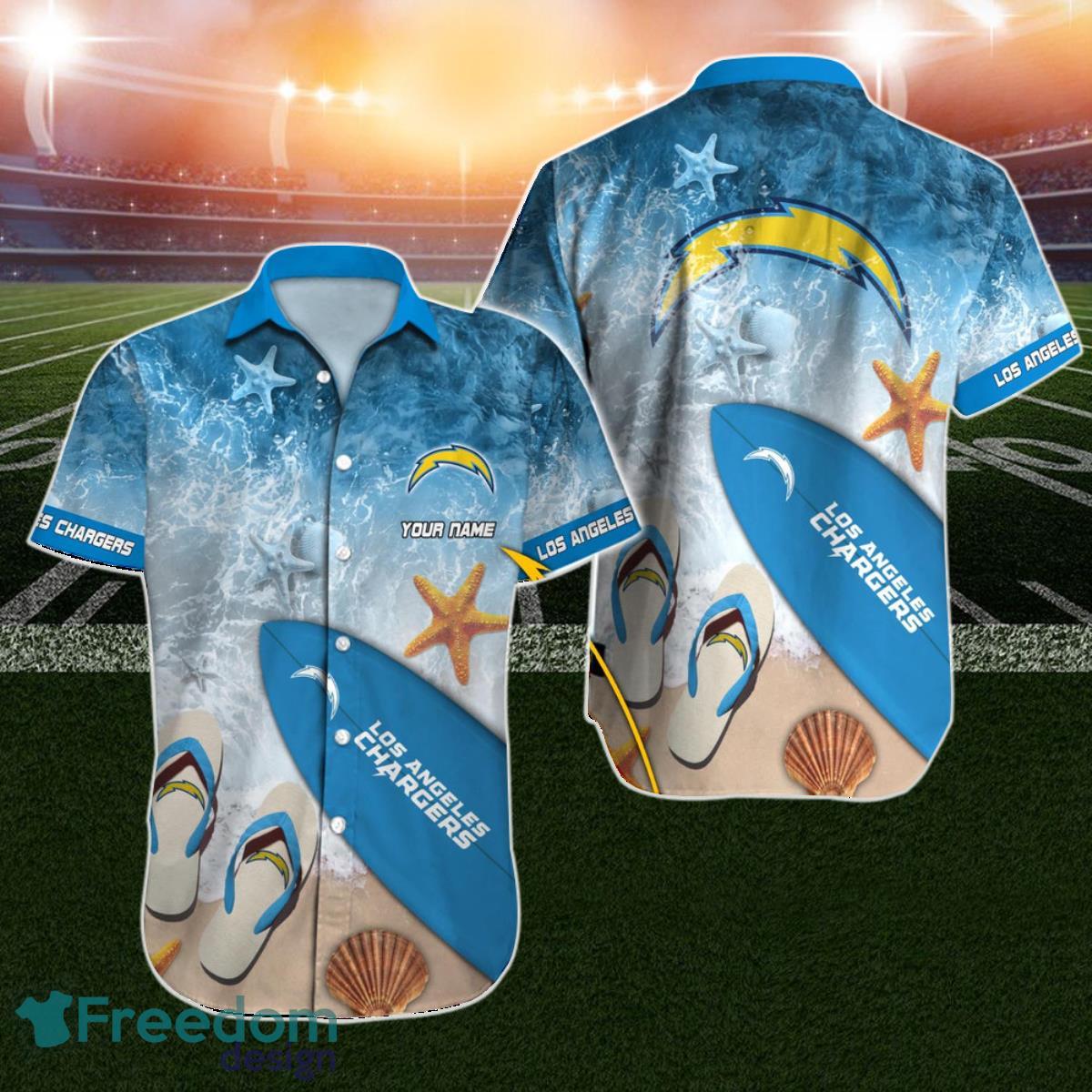 Los Angeles Chargers NFL Football Custom Name Hawaiian Shirt Unique Gift  For Fans - Freedomdesign