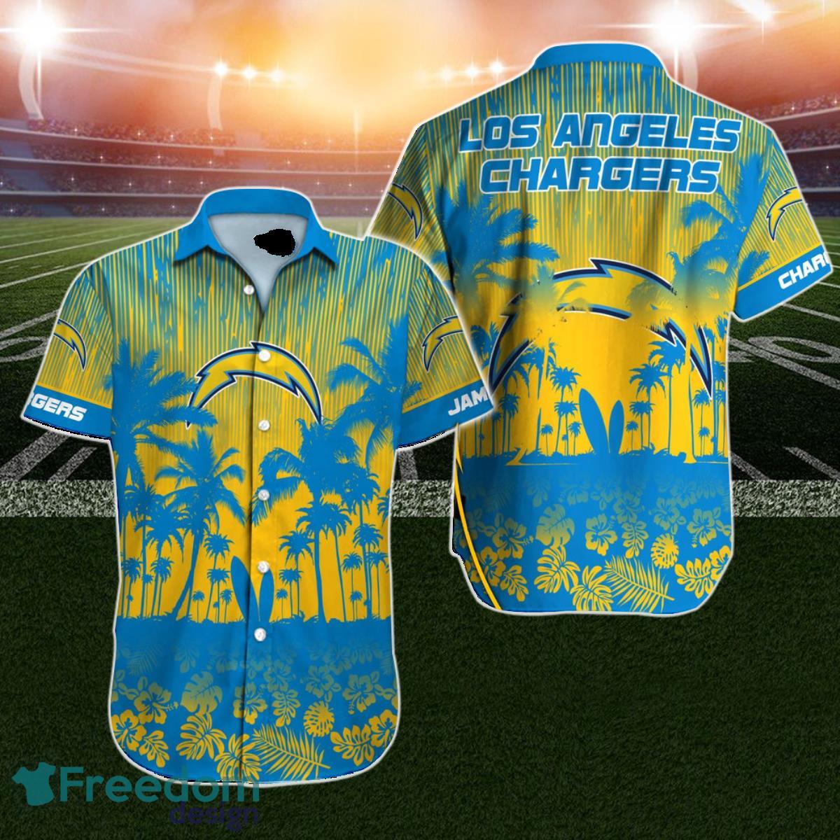 Los Angeles Chargers Hawaiian Shirt NFL Football Custom Name For Real Fans Product Photo 1