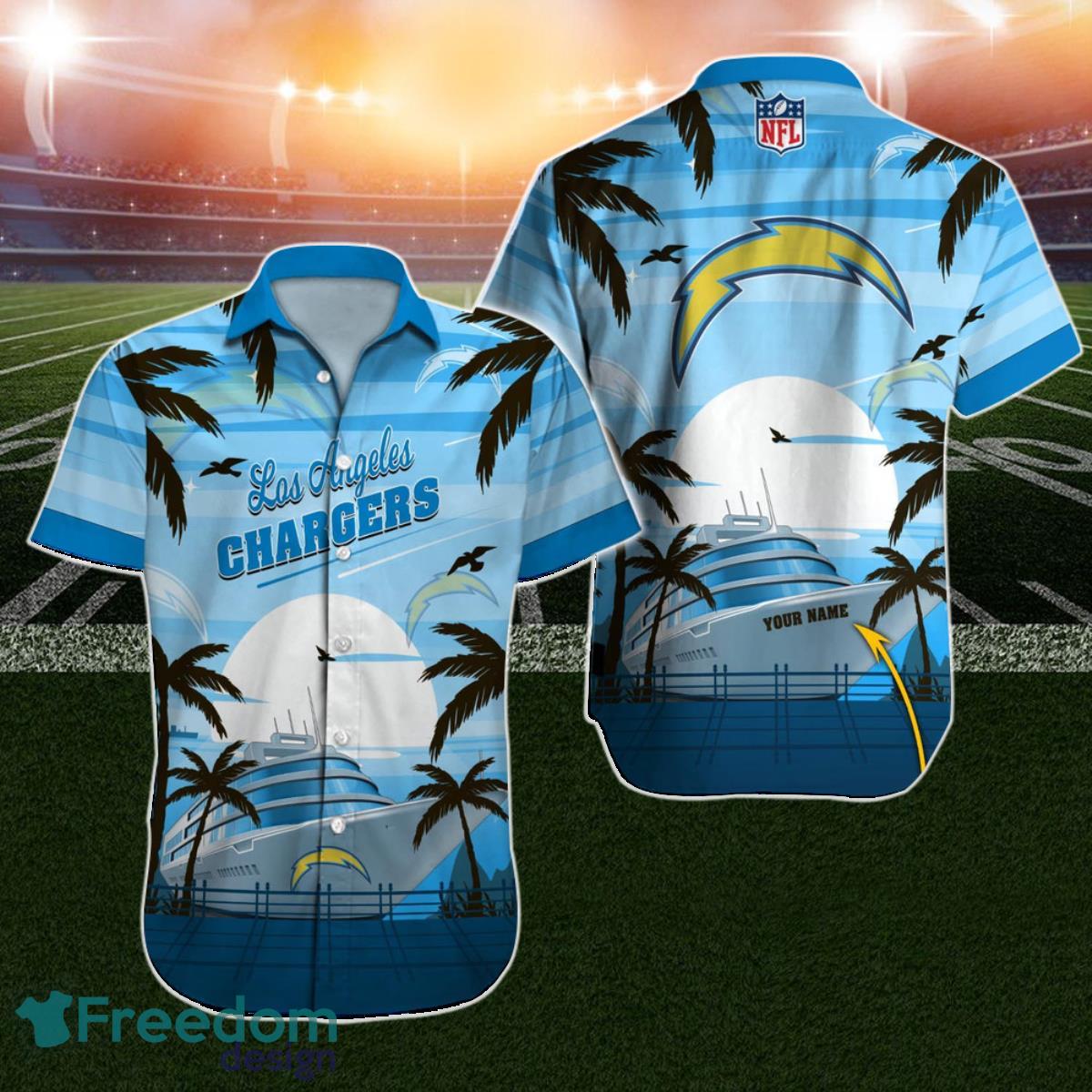 Los Angeles Chargers Custom Name Hawaiian Shirt - Freedomdesign