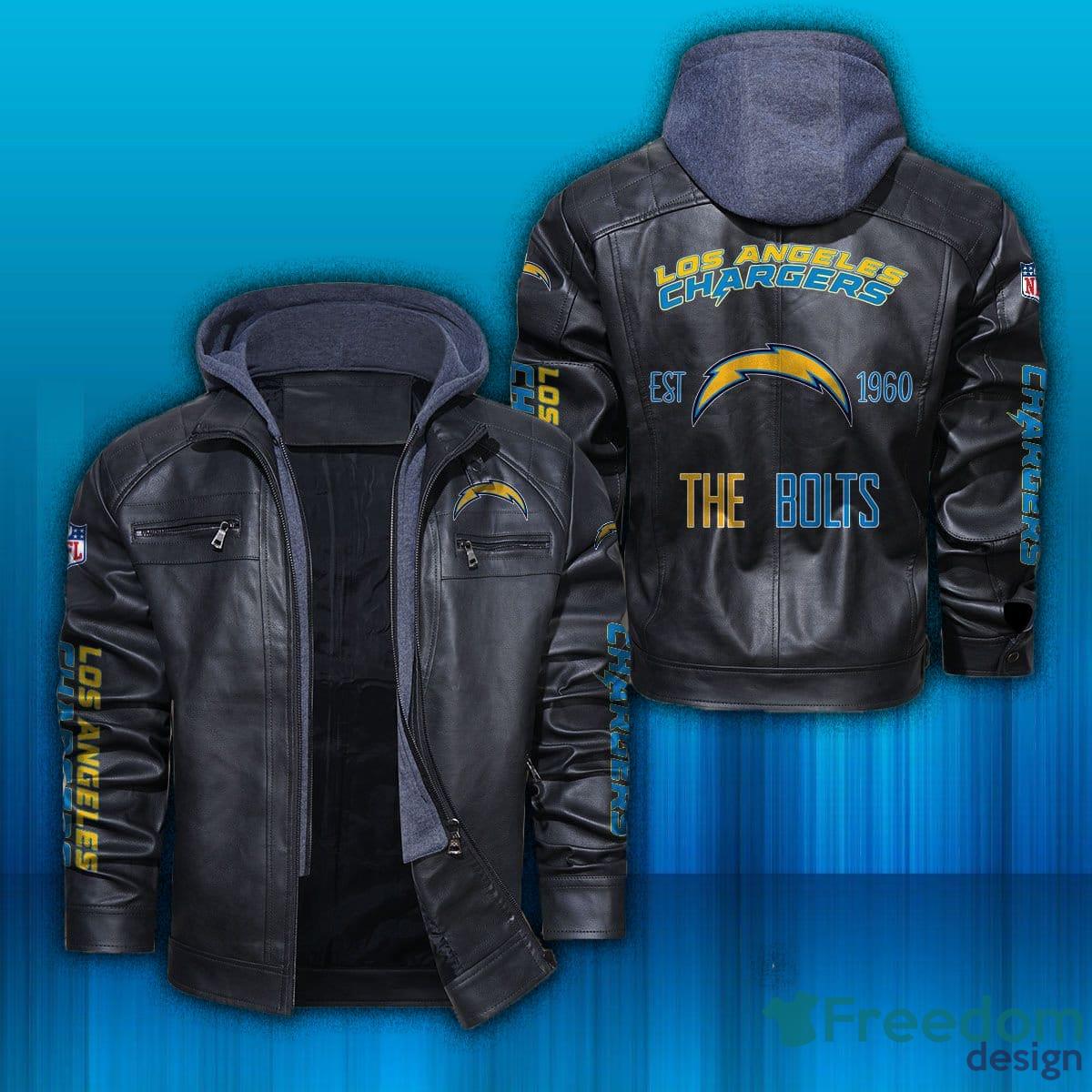 Los Angeles Chargers NFL Fans Brown Black Leather Jacket - Freedomdesign