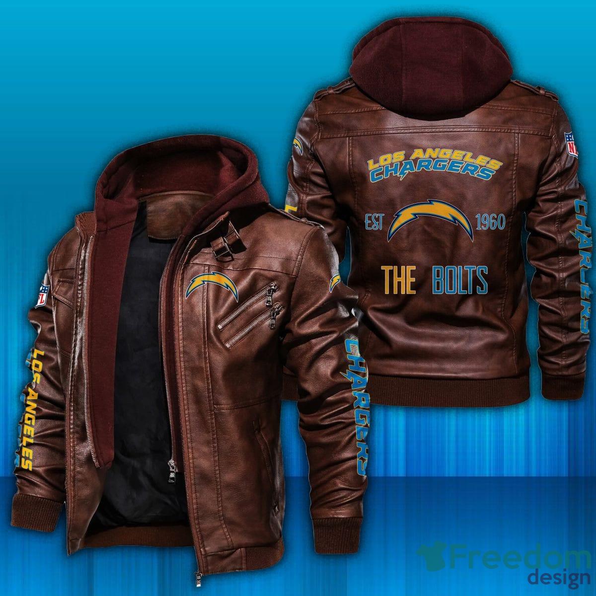 Los Angeles Chargers Logo NFL Design 7 Leather Jacket For Men And