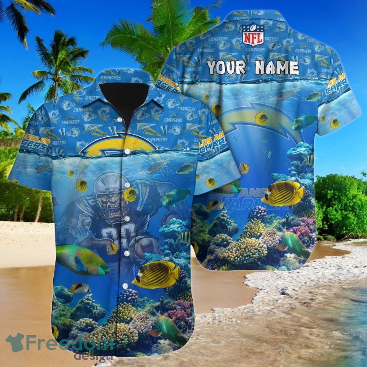 Los Angeles Chargers NFL Football Custom Name Hawaiian Shirt Best Gift For Fans Product Photo 1