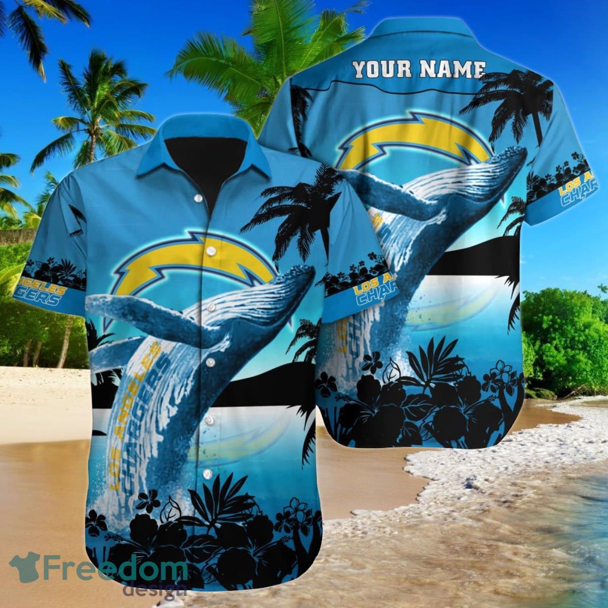 Los Angeles Chargers NFL Football Custom Name Hawaiian Shirt Best Gift For Loyal Fans Product Photo 1