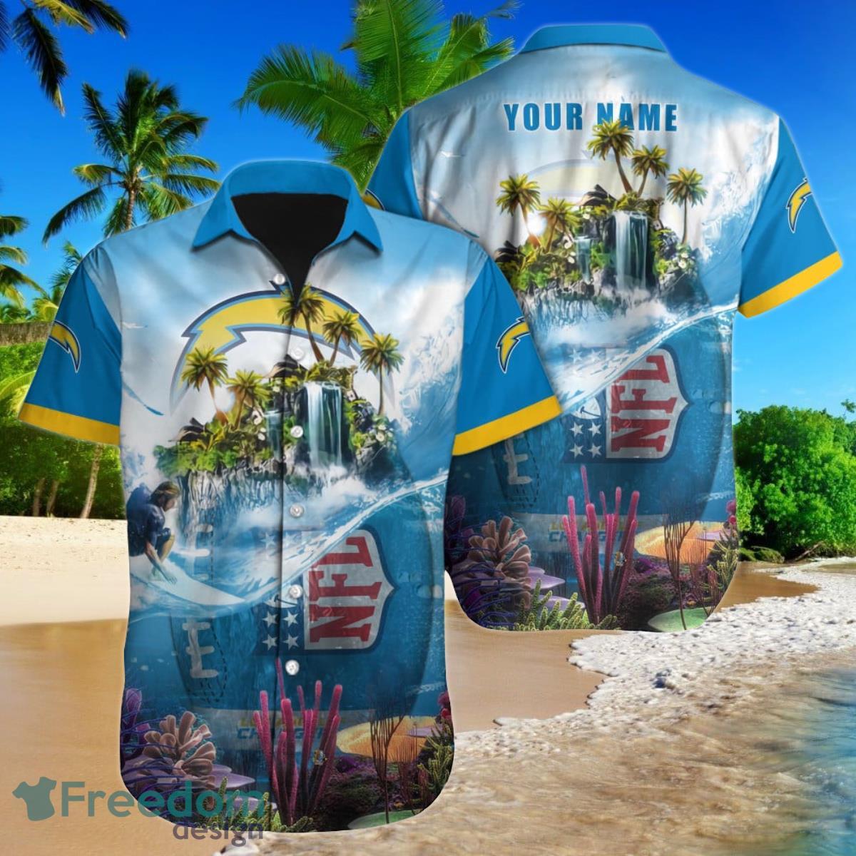 Los Angeles Chargers NFL Football Custom Name Hawaiian Shirt Ideal Gift For Loyal Fans Product Photo 1