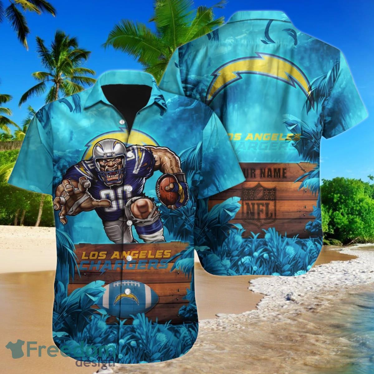 Los Angeles Chargers NFL Football Custom Name Hawaiian Shirt Special Gift For Men And Women Fans Product Photo 1