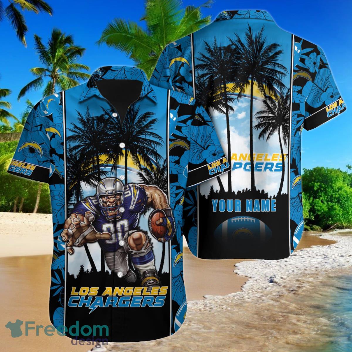 Los Angeles Chargers NFL Football Custom Name Hawaiian Shirt Unique Gift For Loyal Fans Product Photo 1