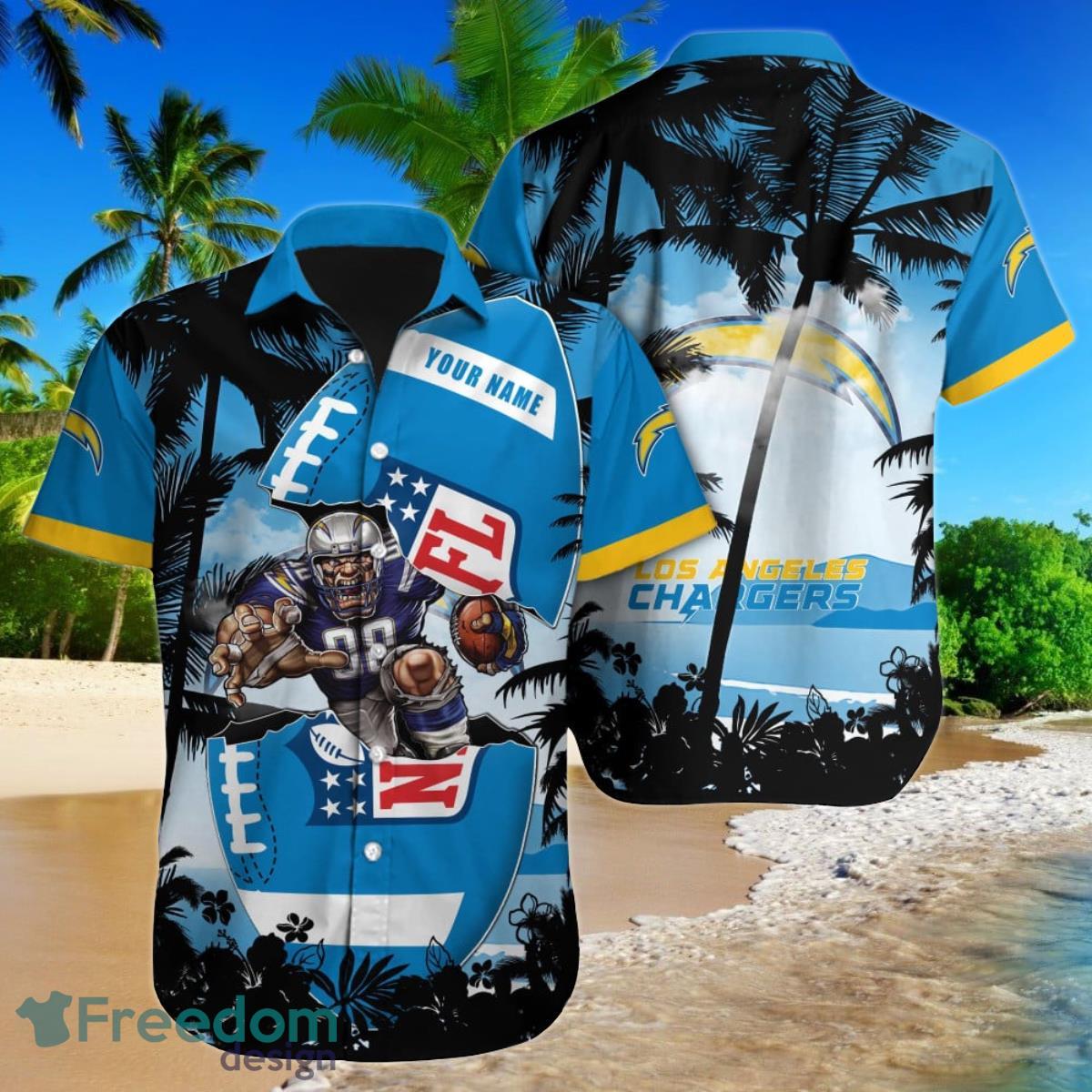 Los Angeles Chargers Hawaiian Shirt NFL Football Custom Name For Fans NFL -  Freedomdesign